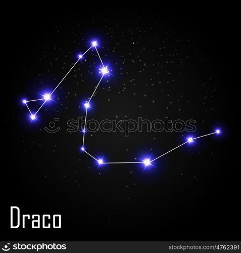 Draco Constellation with Beautiful Bright Stars on the Background of Cosmic Sky Vector Illustration EPS10. Draco Constellation with Beautiful Bright Stars on the Backgroun
