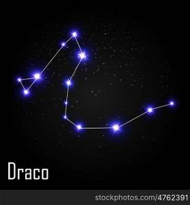 Draco Constellation with Beautiful Bright Stars on the Background of Cosmic Sky Vector Illustration EPS10. Draco Constellation with Beautiful Bright Stars on the Backgroun