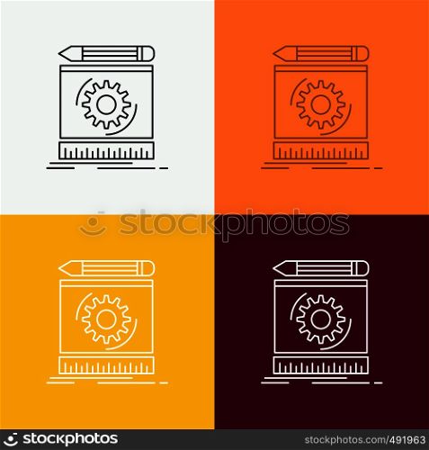 Draft, engineering, process, prototype, prototyping Icon Over Various Background. Line style design, designed for web and app. Eps 10 vector illustration. Vector EPS10 Abstract Template background