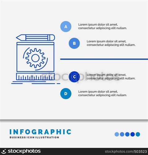 Draft, engineering, process, prototype, prototyping Infographics Template for Website and Presentation. Line Blue icon infographic style vector illustration. Vector EPS10 Abstract Template background