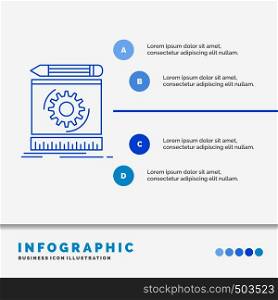 Draft, engineering, process, prototype, prototyping Infographics Template for Website and Presentation. Line Blue icon infographic style vector illustration. Vector EPS10 Abstract Template background