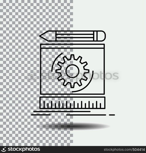 Draft, engineering, process, prototype, prototyping Line Icon on Transparent Background. Black Icon Vector Illustration. Vector EPS10 Abstract Template background