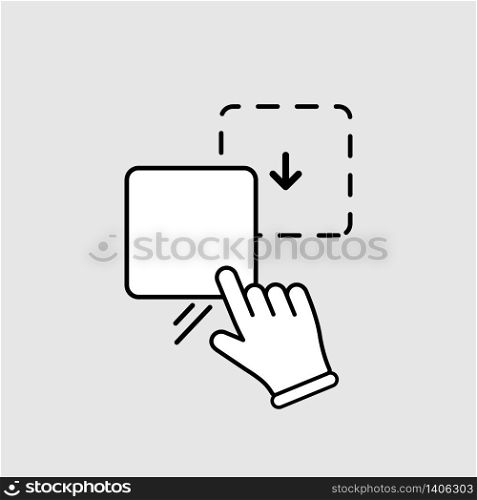 Drag and drop image, photo, picture icon with hand on isolated background for applications, web, app. EPS 10 vector.. Drag and drop image, photo, picture icon with hand on isolated background for applications, web, app. EPS 10 vector