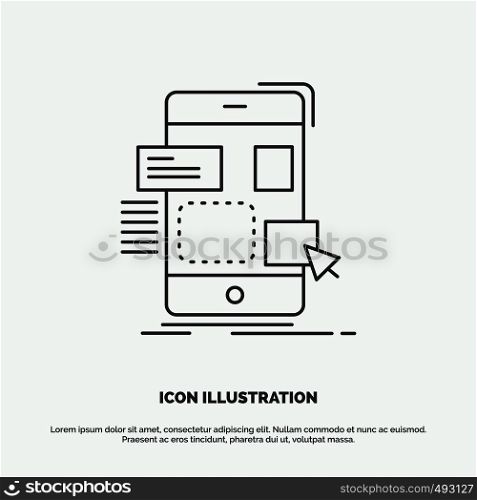 drag, mobile, design, ui, ux Icon. Line vector gray symbol for UI and UX, website or mobile application. Vector EPS10 Abstract Template background