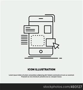 drag, mobile, design, ui, ux Icon. Line vector gray symbol for UI and UX, website or mobile application. Vector EPS10 Abstract Template background