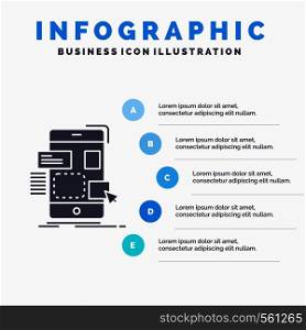 drag, mobile, design, ui, ux Infographics Template for Website and Presentation. GLyph Gray icon with Blue infographic style vector illustration.. Vector EPS10 Abstract Template background