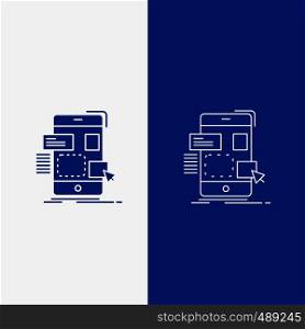 drag, mobile, design, ui, ux Line and Glyph web Button in Blue color Vertical Banner for UI and UX, website or mobile application. Vector EPS10 Abstract Template background