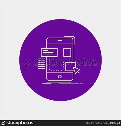 drag, mobile, design, ui, ux White Line Icon in Circle background. vector icon illustration. Vector EPS10 Abstract Template background