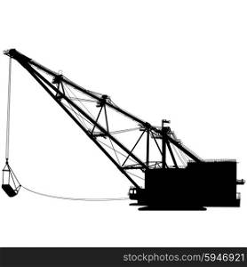 Dragline walking excavator with a ladle. Vector illustration. Dragline walking excavator with a ladle. Vector illustration.