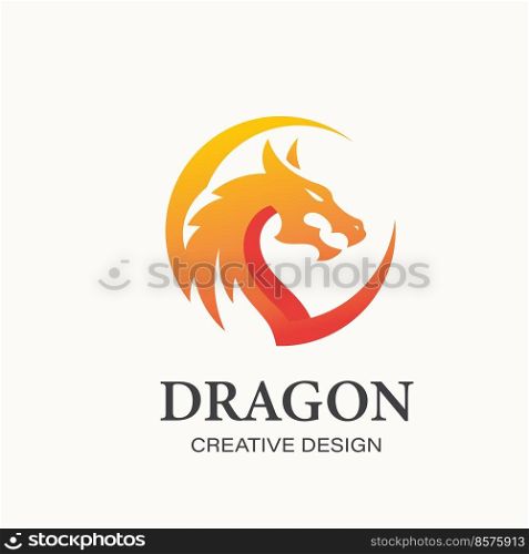 dragon circle vector logo. chinese culture symbol. dragon head in a circle shape logo design