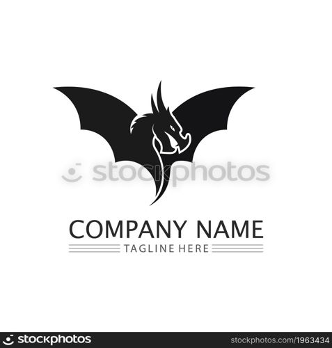 Dragon design logo vector icon illustration design logo template fantasy animals