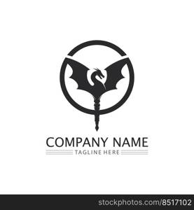 Dragon design logo vector icon illustration design logo template fantasy animals