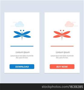 Dragon, Dragonfly, Dragons, Fly, Spring  Blue and Red Download and Buy Now web Widget Card Template