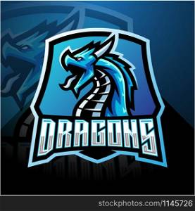 Dragon esport mascot logo with shield