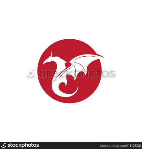 dragon flat color logo template vector illustration