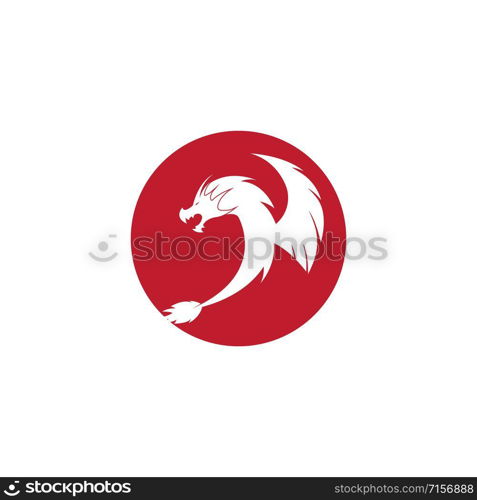 dragon flat color logo template vector illustration