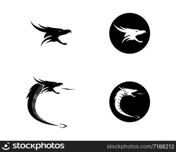 dragon flat color logo template vector illustration