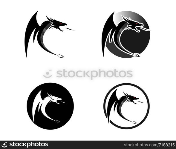 dragon flat color logo template vector illustration