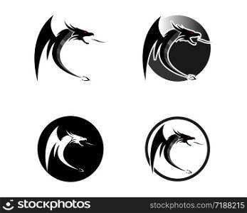 dragon flat color logo template vector illustration