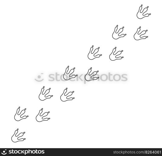 Dragon footprint line. Hand drawn dinosaur paw prints. Dragon foot silhouette. Dino cute trail texture. Vector illustration isolated on white background.. Dragon footprint line. Hand drawn dinosaur paw prints. Dragon foot silhouette. Dino cute trail texture. Vector illustration isolated on white background