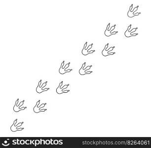 Dragon footprint line. Hand drawn dinosaur paw prints. Dragon foot silhouette. Dino cute trail texture. Vector illustration isolated on white background.. Dragon footprint line. Hand drawn dinosaur paw prints. Dragon foot silhouette. Dino cute trail texture. Vector illustration isolated on white background