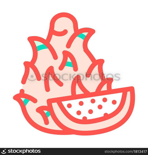 dragon fruit color icon vector. dragon fruit sign. isolated symbol illustration. dragon fruit color icon vector illustration