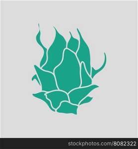 Dragon fruit icon. Gray background with green. Vector illustration.