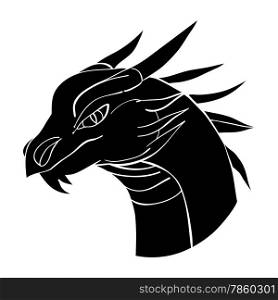 Dragon head avatar, Chinese zodiac sign, black silhouette isolated on white