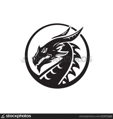 dragon head circle isolated on white background logo vector