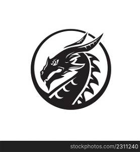 dragon head circle isolated on white background logo vector