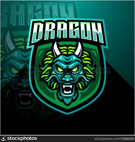 Dragon head esports mascot logo design