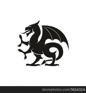 Dragon or gryphon isolated medieval heraldry beast. Vector mythical creature with eagle legs and wings. Gryphon mythical creature isolated dragon beast
