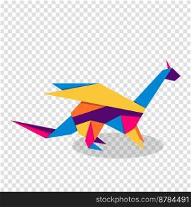 Dragon origami. Abstract colorful vibrant dragon logo design. Animal origami. Vector illustration