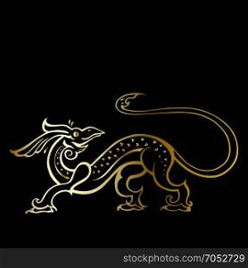 Dragon. Traditional Vector illustration. Ethnic tattoo style. Dragon. Traditional Vector illustration for coloring book. Ethnic tattoo style