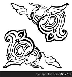 Dragon. Traditional Vector illustration. Ethnic tattoo style. Dragon. Traditional Vector illustration for coloring book. Ethnic tattoo style