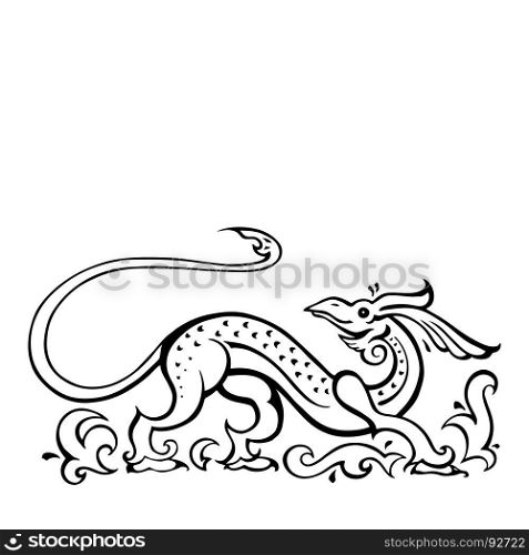 Dragon. Traditional Vector illustration for coloring book. Ethnic tattoo style. Dragon. Traditional Vector illustration. Ethnic tattoo style