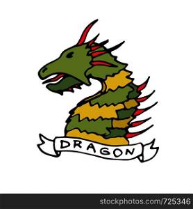 Dragon Vector icon. Hand drawn print. Sticker illustration design. Dragon Vector icon. Hand drawn print. Sticker illustration design.
