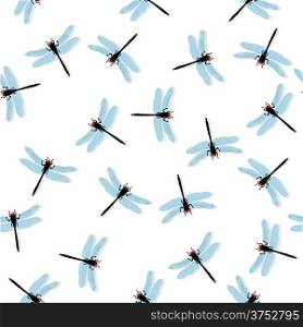 Dragonflies seamless pattern over white background