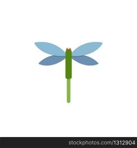 Dragonfly. Flat color icon. Isolated animal vector illustration