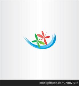 dragonfly in love and water wave vector logo icon symbol