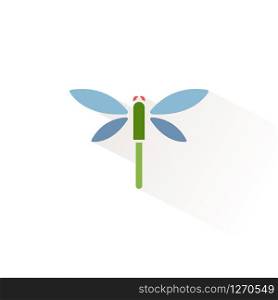 Dragonfly. Isolated color icon. Animal glyph vector illustration