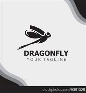 Dragonfly logo design modern and elegant minimalist color style monoline illustration