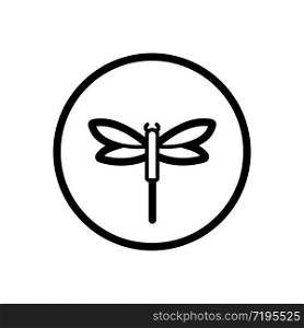 Dragonfly. Outline icon in a circle. Isolated animal vector illustration