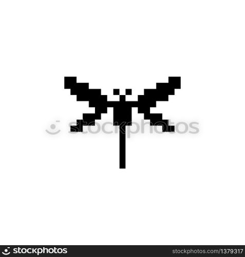 Dragonfly. Pixel icon. Isolated animal vector illustration