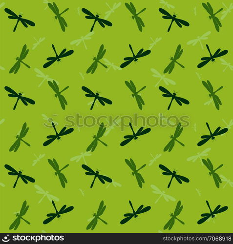 Dragonfly vector art background design for fabric and decor. Seamless pattern