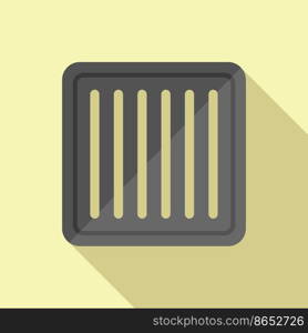 Drain metal cover icon flat vector. City road. Pit circle. Drain metal cover icon flat vector. City road