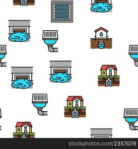 Drainage Water System Vector Seamless Pattern Thin Line Illustration. Drainage Water System Vector Seamless Pattern