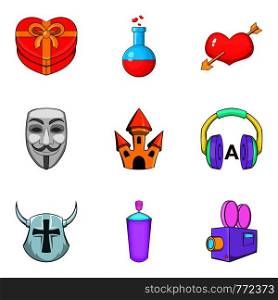 Drama icons set. Cartoon set of 9 drama vector icons for web isolated on white background. Drama icons set, cartoon style