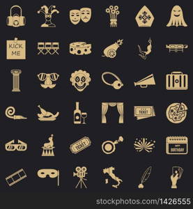 Dramatization icons set. Simple set of 36 dramatization vector icons for web for any design. Dramatization icons set, simple style