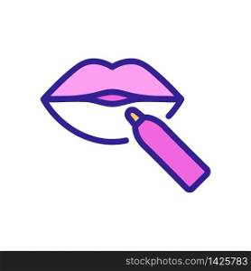 draw lips with pencil icon vector. draw lips with pencil sign. color symbol illustration. draw lips with pencil icon vector outline illustration